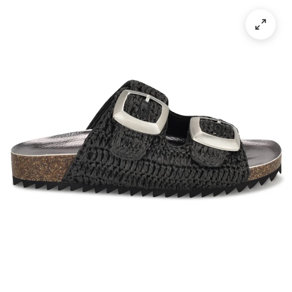 Nine West Tenley Black Woven Slide Sandals